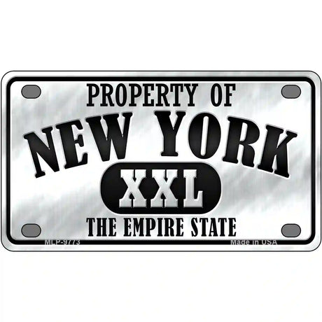 Property Of New York Novelty Metal License Plate 4" x 2.2" (MLP)