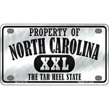 Property Of North Carolina Novelty Metal License Plate 4" x 2.2" (MLP)