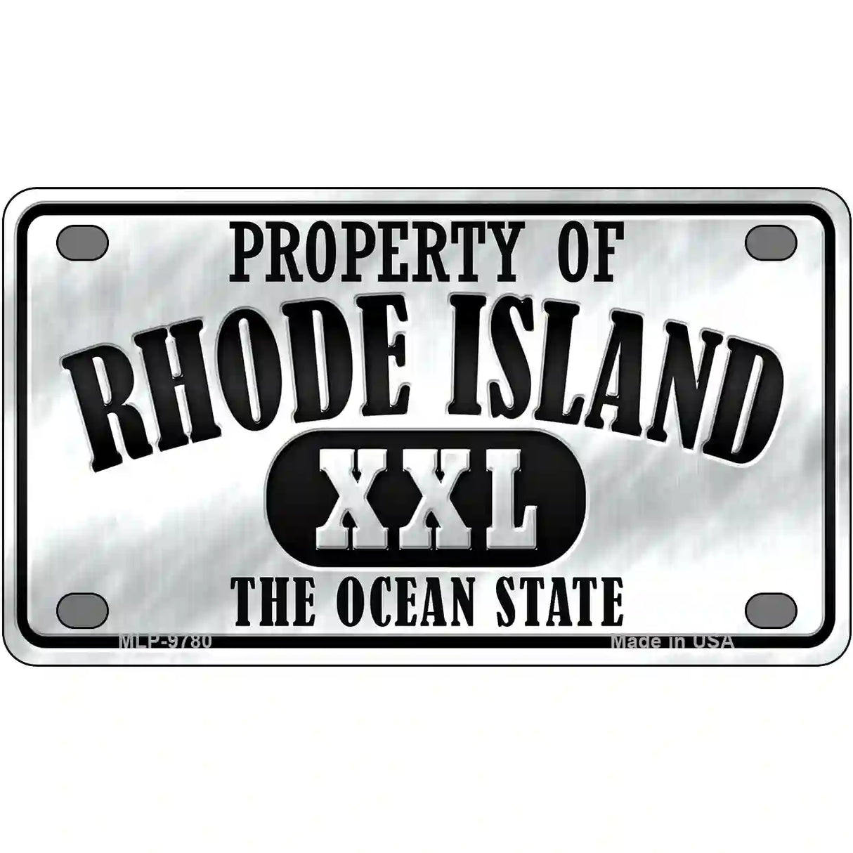 Property Of Rhode Island Novelty Metal License Plate 4" x 2.2" (MLP)