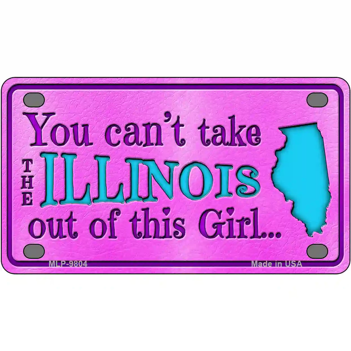 Illinois Girl Novelty Metal License Plate 4" x 2.2" (MLP)