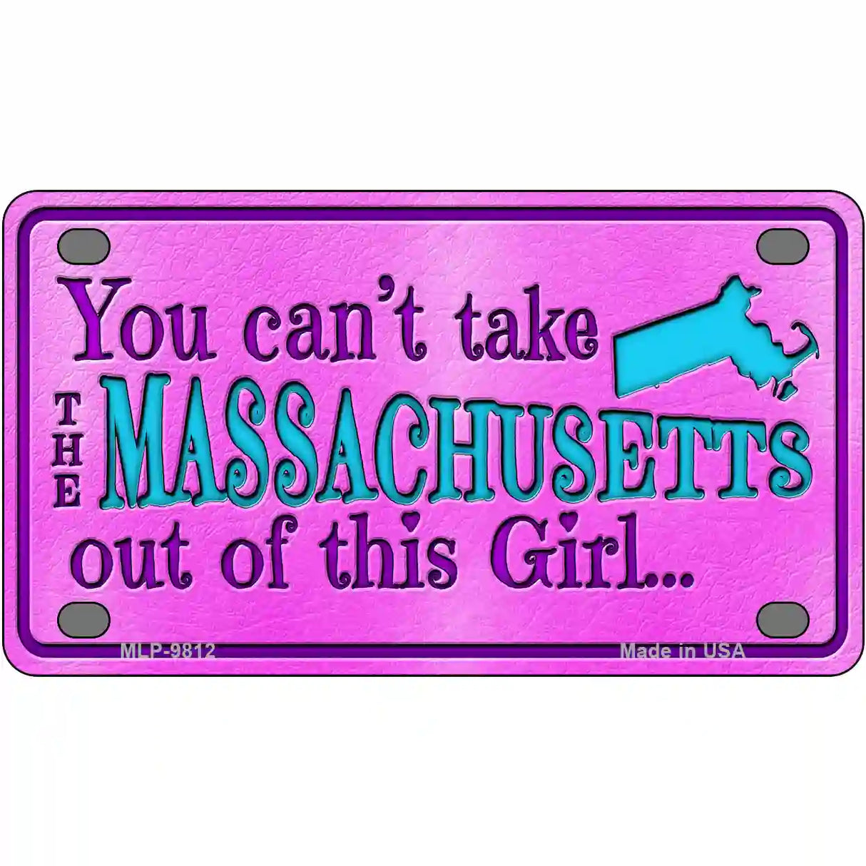 Massachusetts Girl Novelty Metal License Plate 4" x 2.2" (MLP)