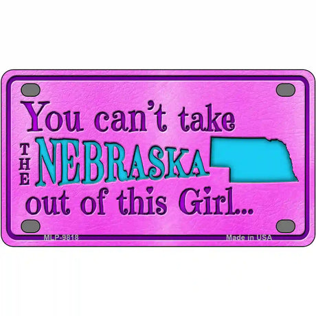 Nebraska Girl Novelty Metal License Plate 4" x 2.2" (MLP)