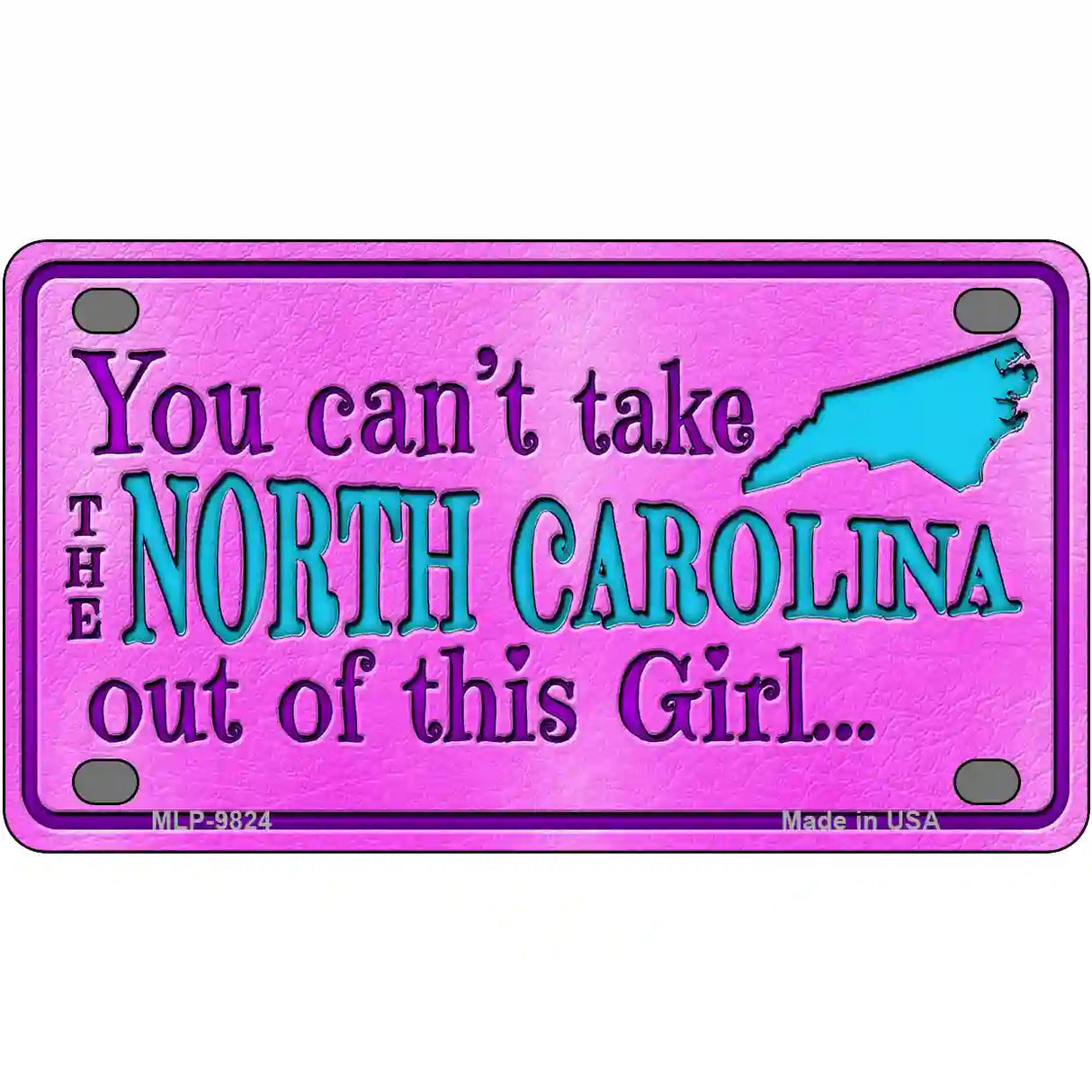 North Carolina Girl Novelty Metal License Plate 4" x 2.2" (MLP)