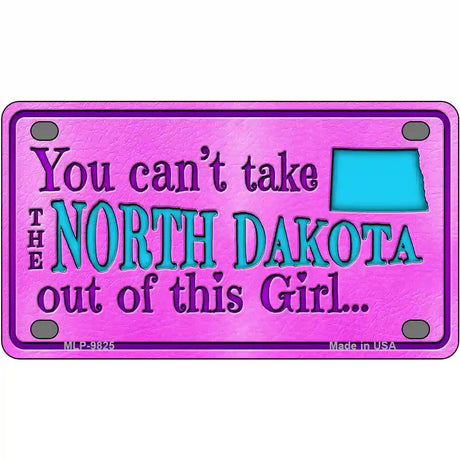 North Dakota Girl Novelty Metal License Plate 4" x 2.2" (MLP)