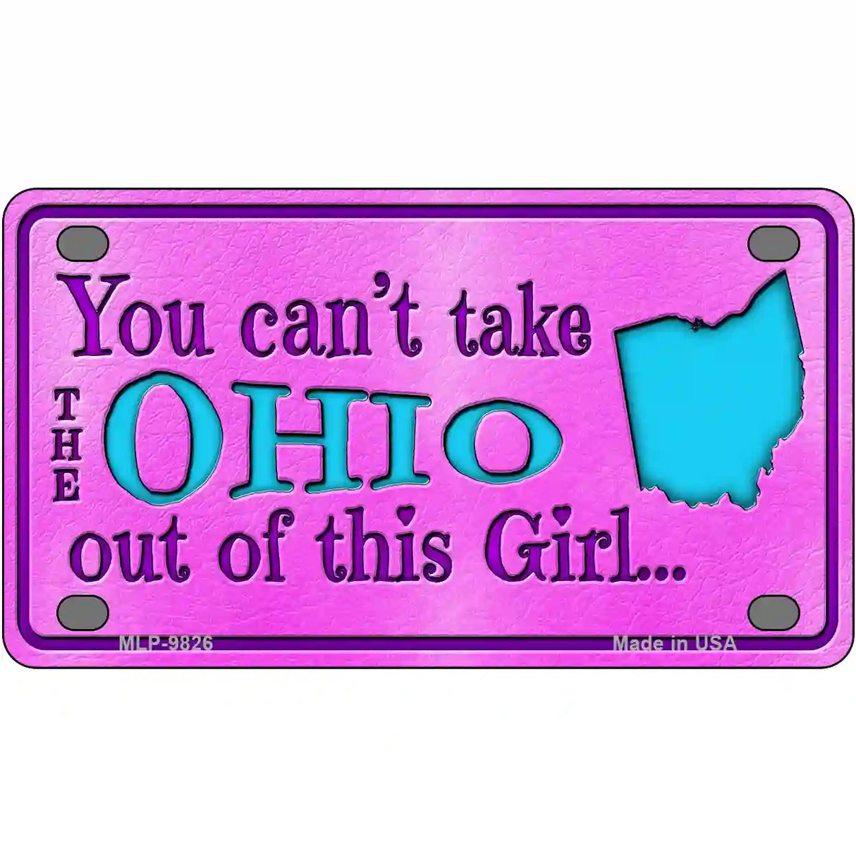 Ohio Girl Novelty Metal License Plate 4" x 2.2" (MLP)