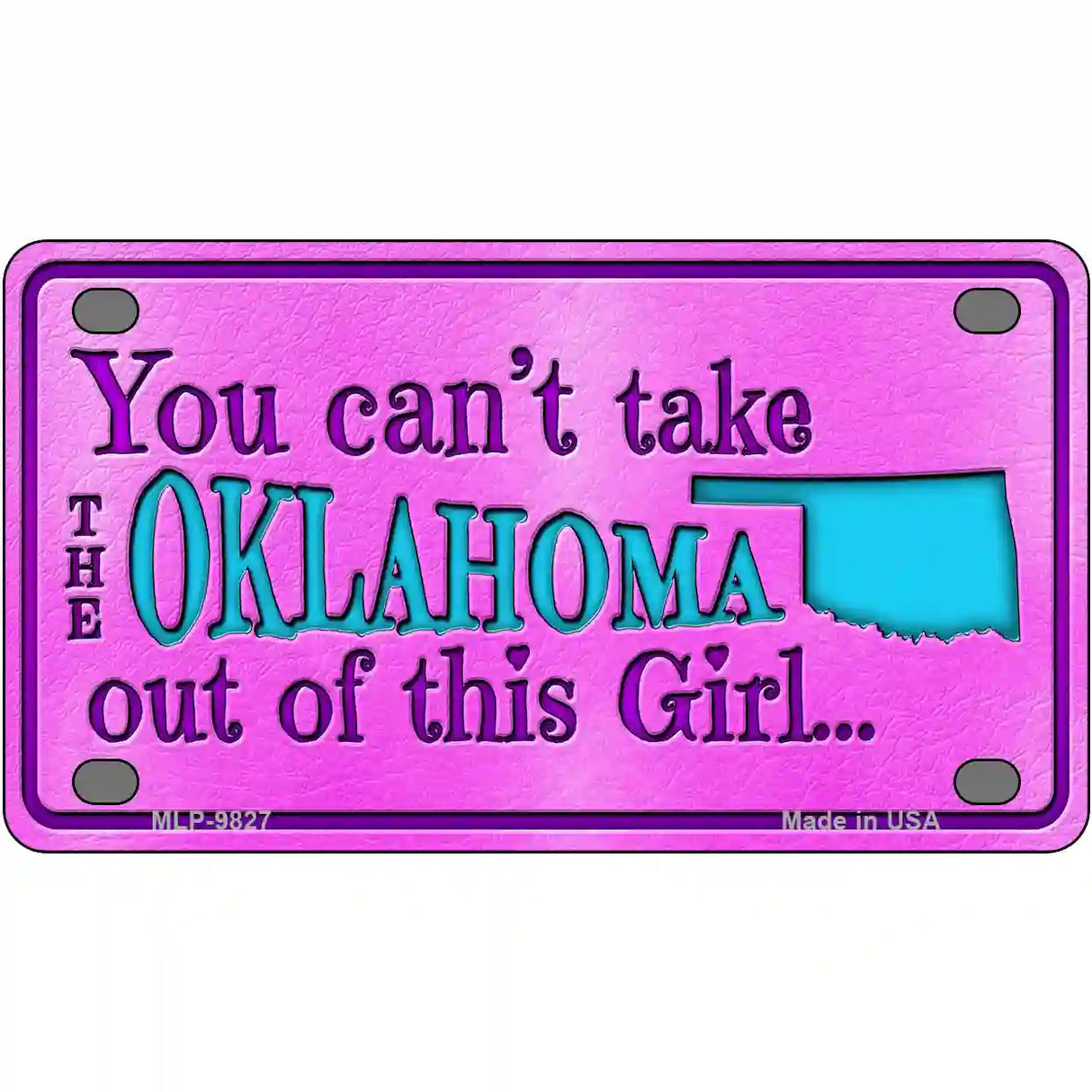 Oklahoma Girl Pink Novelty Metal License Plate 4" x 2.2" (MLP)