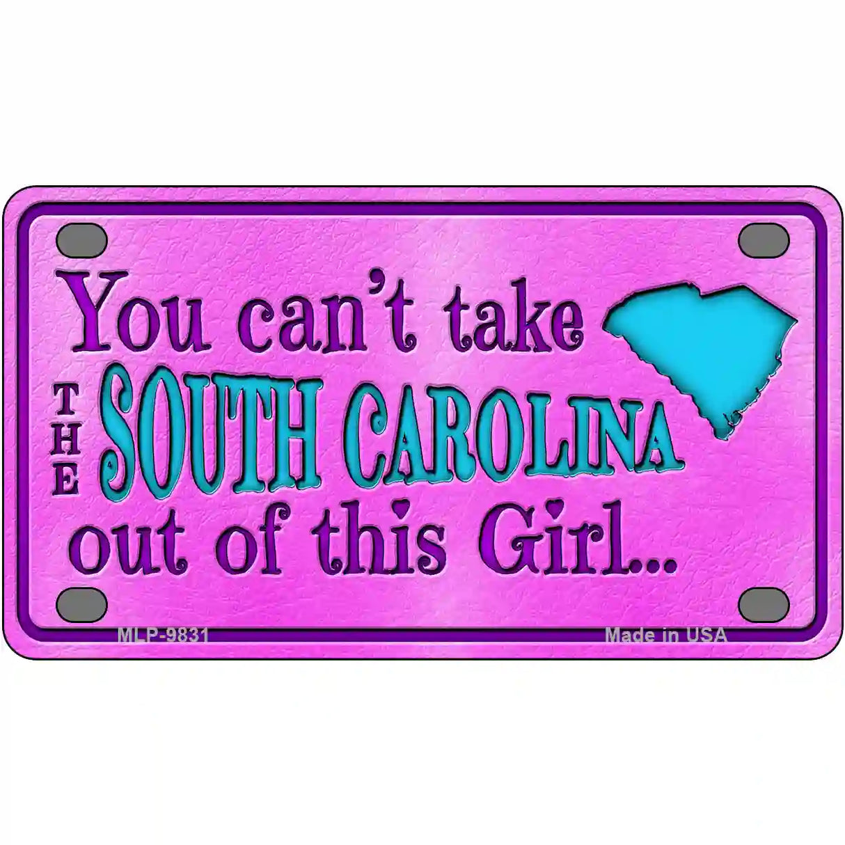 South Carolina Girl Novelty Metal License Plate 4" x 2.2" (MLP)