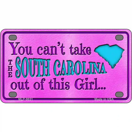 South Carolina Girl Novelty Metal License Plate 4" x 2.2" (MLP)