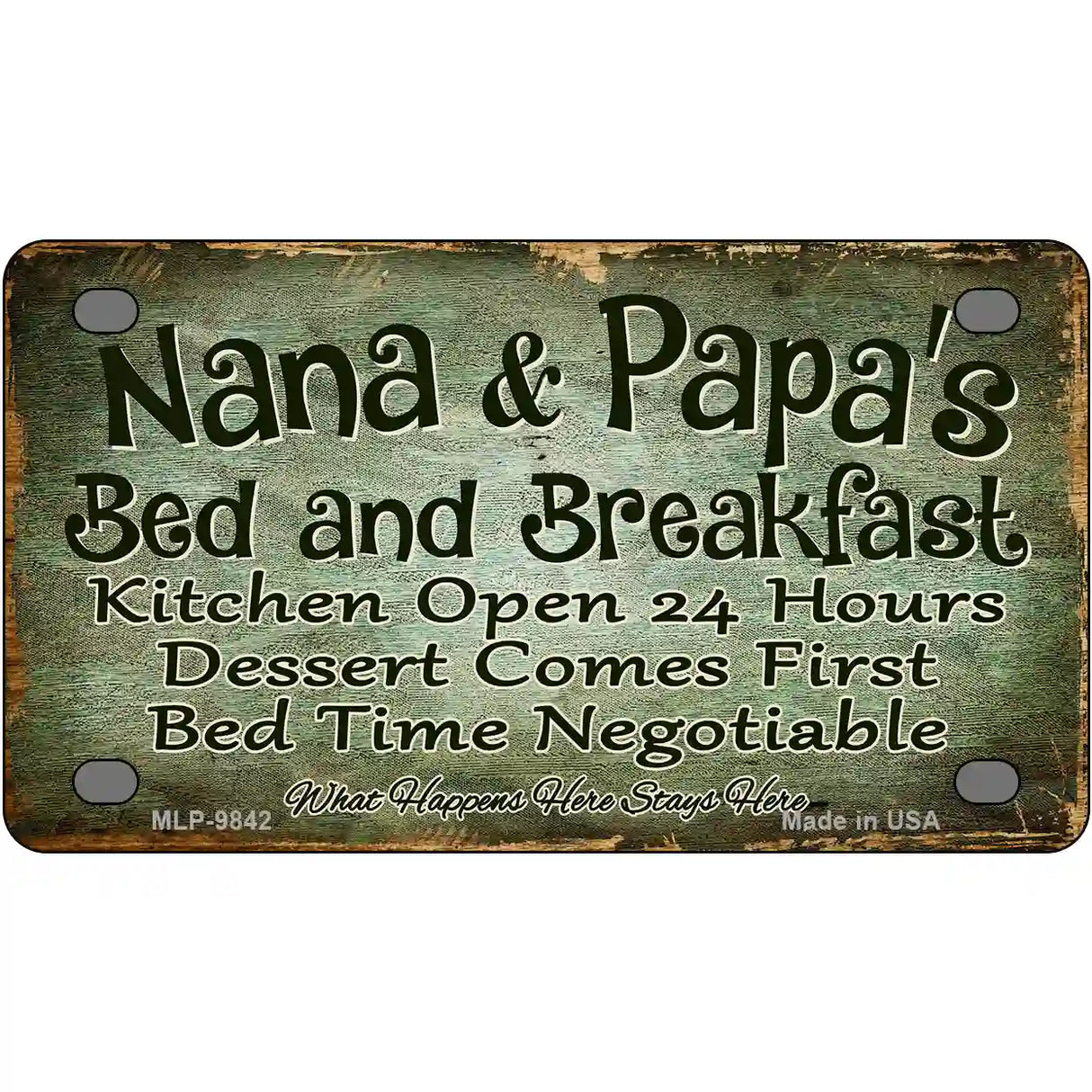 Nana And Papas Bed And Breakfast Metal Novelty License Plate 4" x 2.2" (MLP)