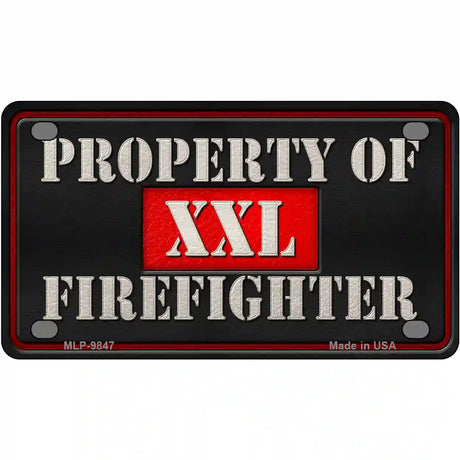 Property Of Firefighter Novelty Metal License Plate 4" x 2.2" (MLP)