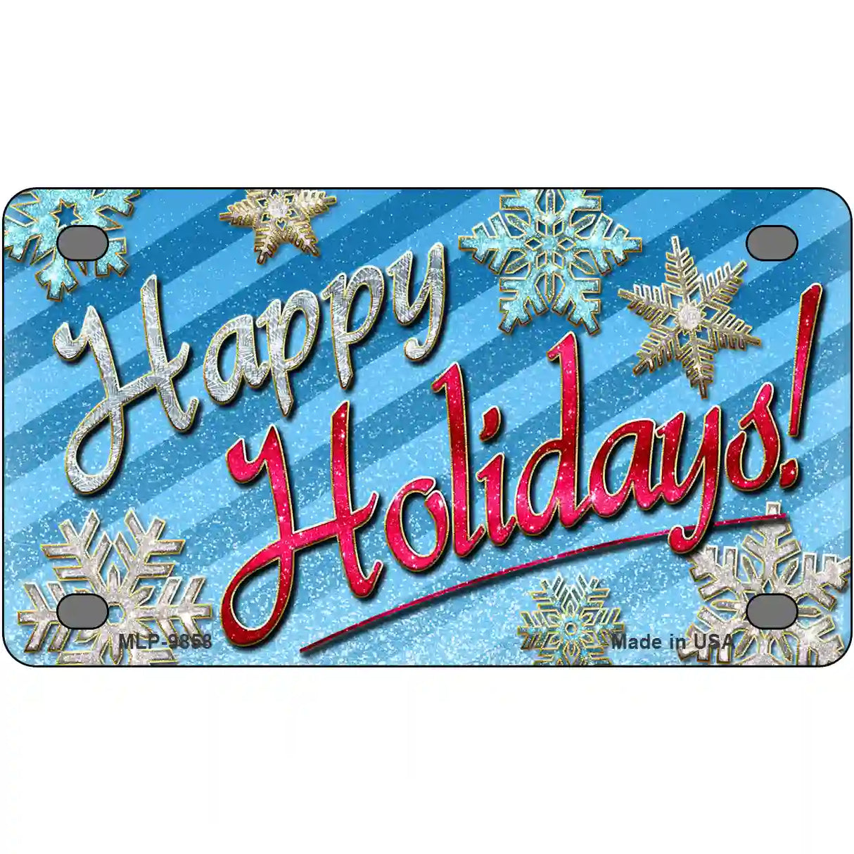 Happy Holidays Snowflakes Metal Novelty License Plate 4" x 2.2" (MLP)