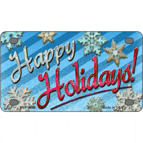 Happy Holidays Snowflakes Metal Novelty License Plate 4" x 2.2" (MLP)