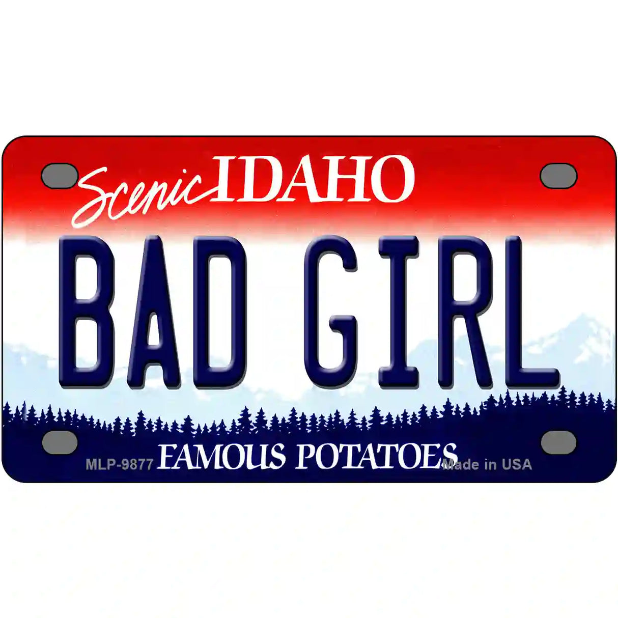 Bad Girl Idaho Metal Novelty License Plate 4" x 2.2" (MLP)