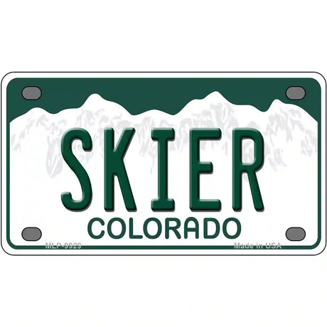 Skier Colorado Metal Novelty License Plate 4" x 2.2" (MLP)