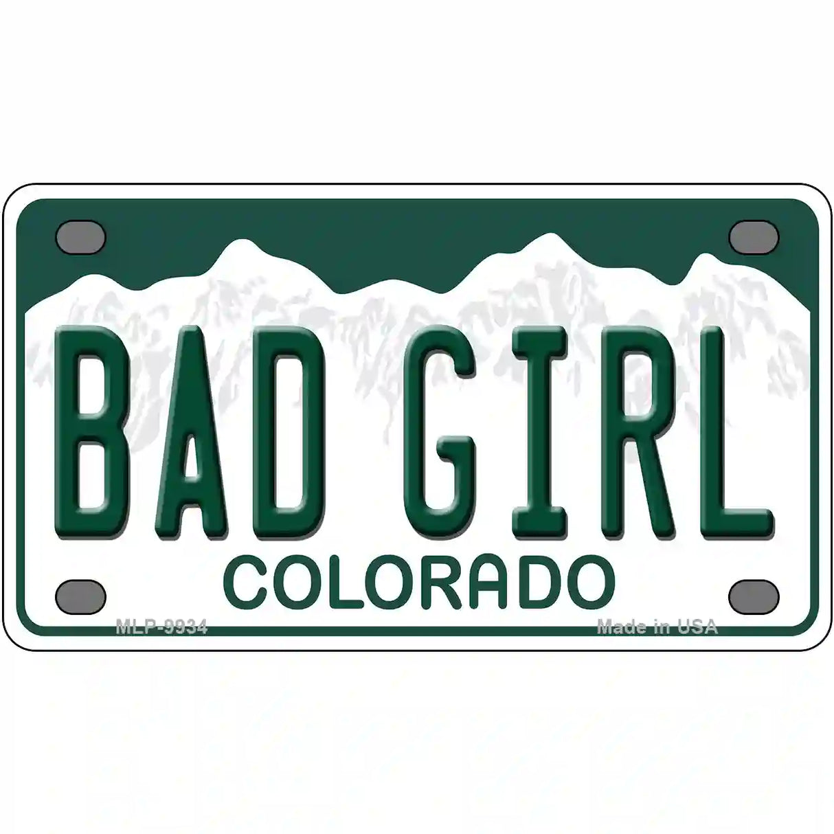 Bad Girl Colorado Metal Novelty License Plate 4" x 2.2" (MLP)