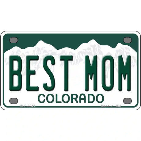 Best Mom Colorado Metal Novelty License Plate 4" x 2.2" (MLP)