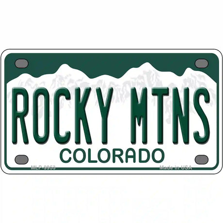 Rocky Mountains Colorado Metal Novelty License Plate 4" x 2.2" (MLP)