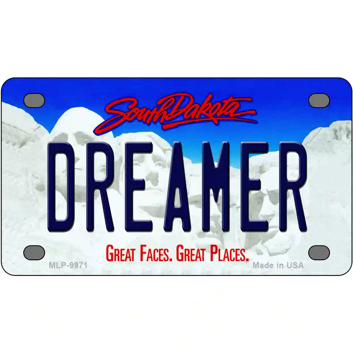 Dreamer South Dakota Metal Novelty License Plate 4" x 2.2" (MLP)