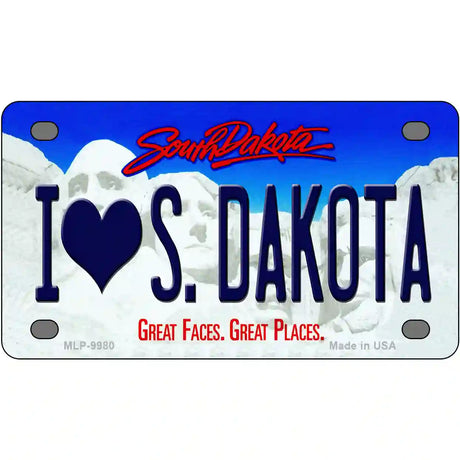 I Love South Dakota Metal Novelty License Plate 4" x 2.2" (MLP)