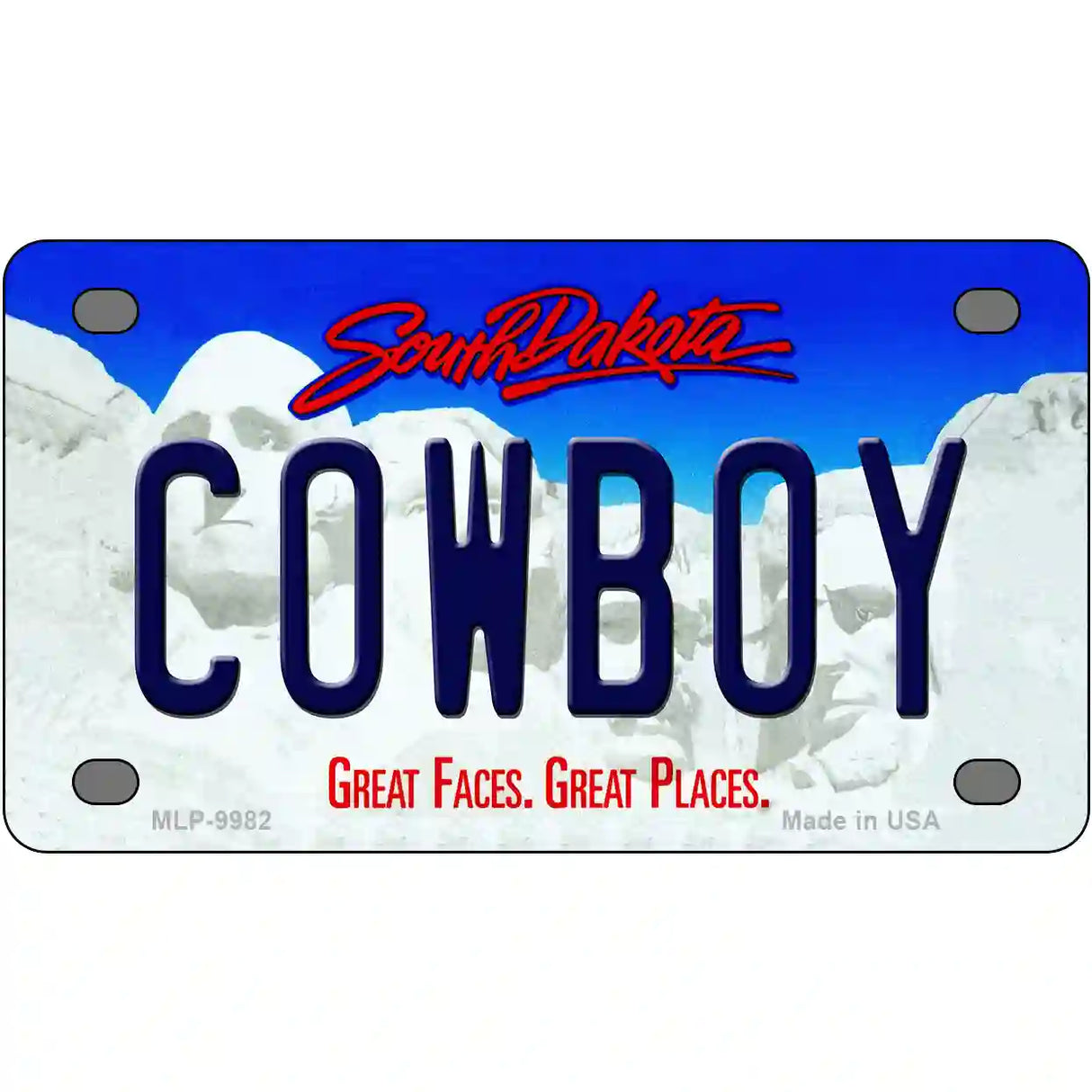 Cowboy South Dakota Metal Novelty License Plate 4" x 2.2" (MLP)