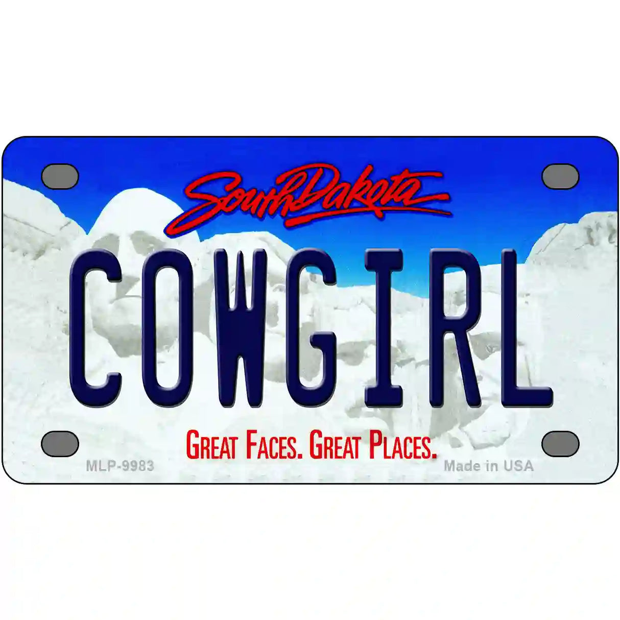 Cowgirl South Dakota Metal Novelty License Plate 4" x 2.2" (MLP)