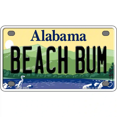 Beach Bum Alabama Metal Novelty License Plate 4" x 2.2" (MLP)