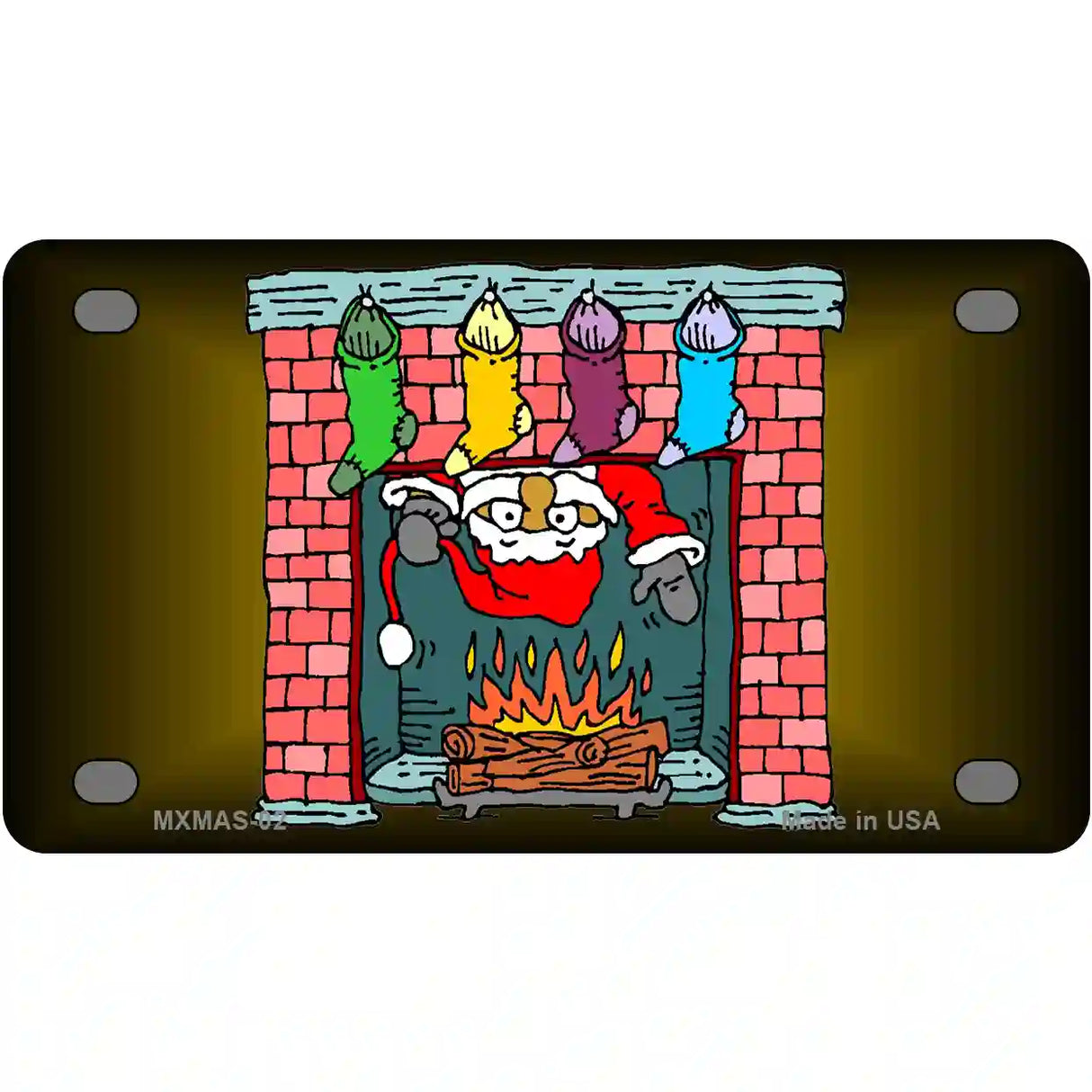 Santa Chimney Metal Novelty License Plate 4" x 2.2" (MLP)