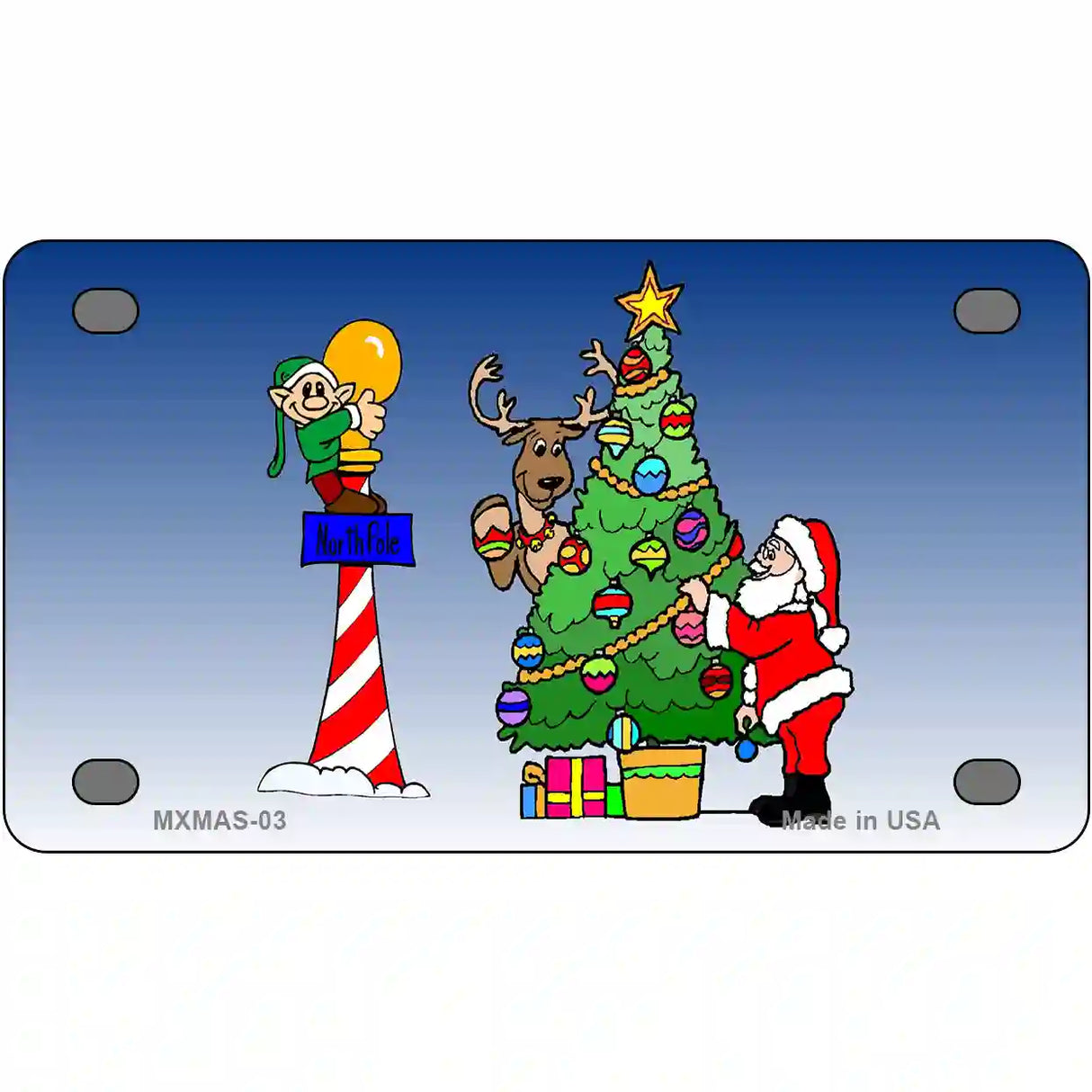 Santa Elf Tree Metal Novelty License Plate 4" x 2.2" (MLP)