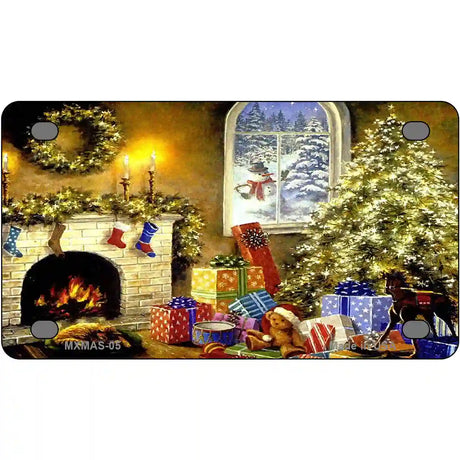 Christmas Scene Metal Novelty License Plate 4" x 2.2" (MLP)