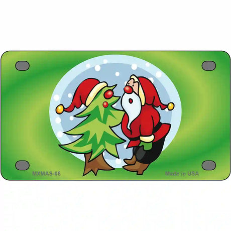 Santa Snow Globe Metal Novelty License Plate 4" x 2.2" (MLP)