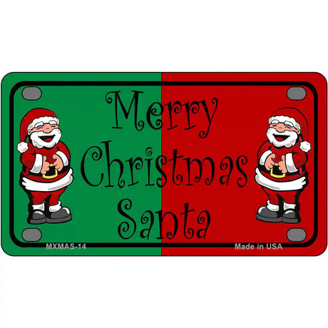 Green Red Santa Metal Novelty License Plate 4" x 2.2" (MLP)