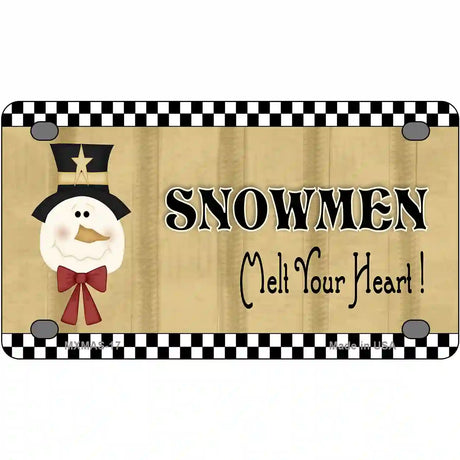 Snowmen Melt Your Heart Metal Novelty License Plate 4" x 2.2" (MLP)