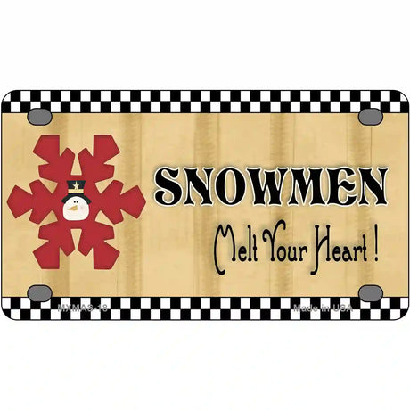 Snowflake Snowmen Melt Your Heart Metal Novelty License Plate 4" x 2.2" (MLP)