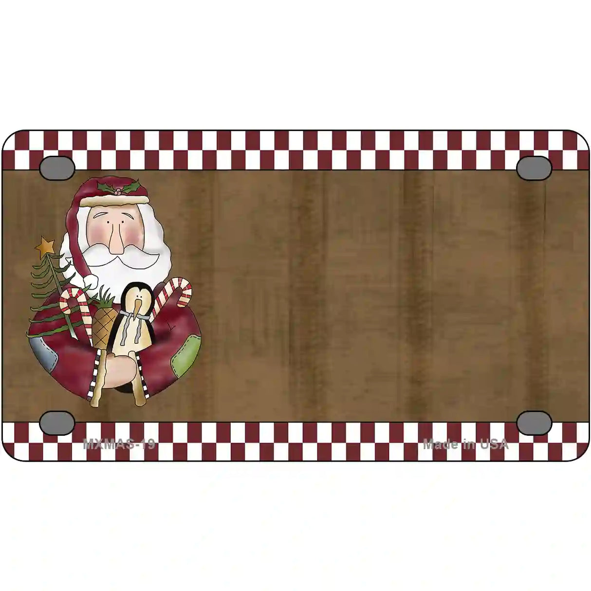 Santa With Rag Doll Metal Novelty License Plate 4" x 2.2" (MLP)