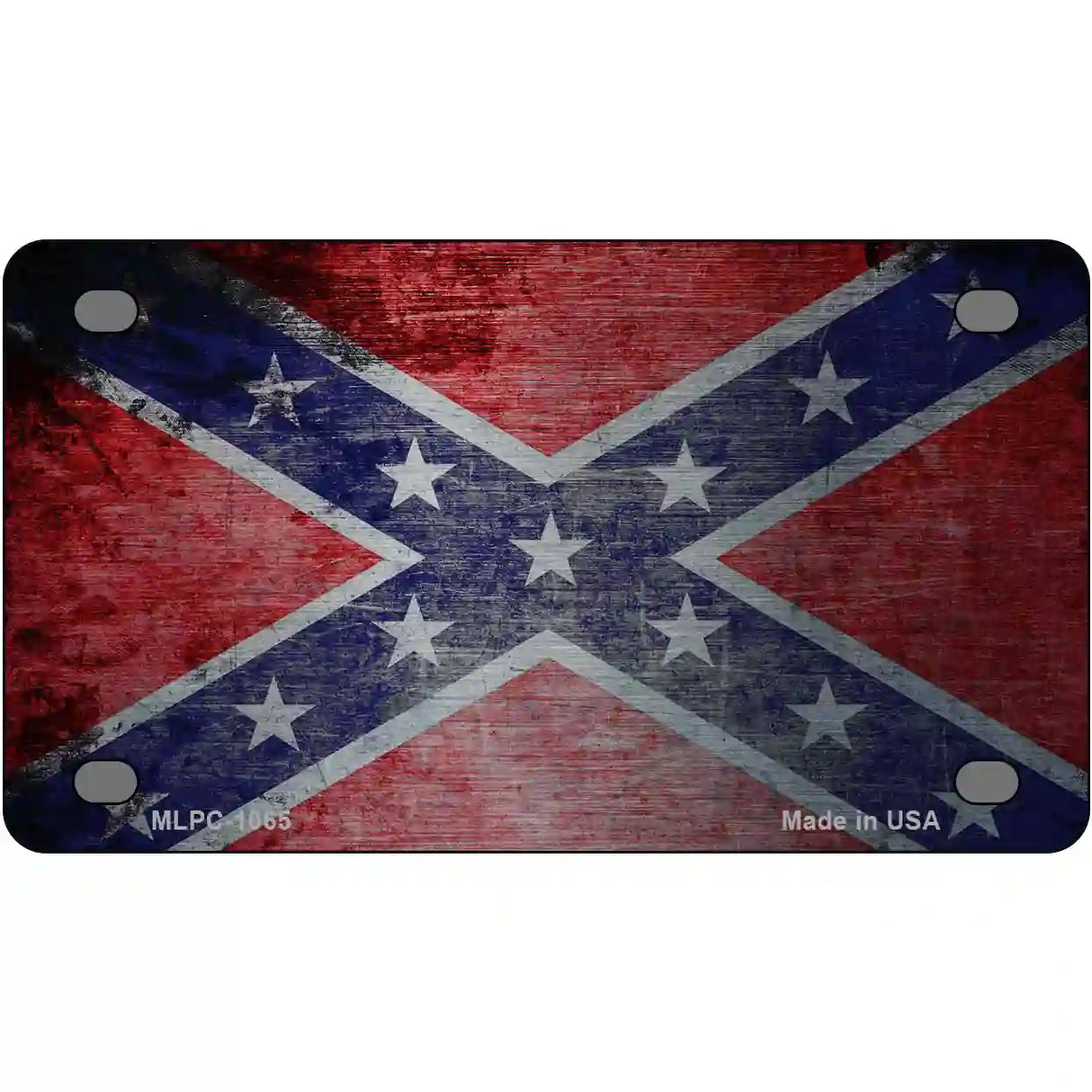 Confederate Flag Scratched Chrome Novelty Metal License Plate 4" x 2.2" (MLPC)