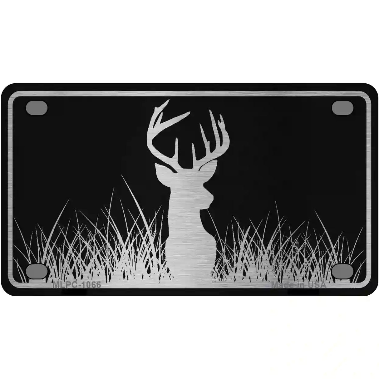 Deer Black Brushed Chrome Novelty Metal License Plate 4" x 2.2" (MLPC)