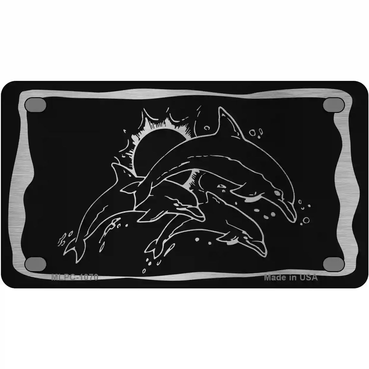 Dolphins Black Brushed Chrome Novelty Metal License Plate 4" x 2.2" (MLPC)