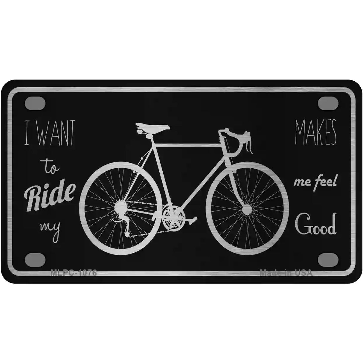 Bike Black Brushed Chrome Novelty Metal License Plate 4" x 2.2" (MLPC)