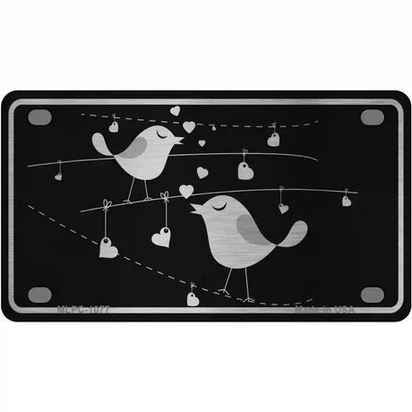 Love Birds Black Brushed Chrome Novelty Metal License Plate 4" x 2.2" (MLPC)