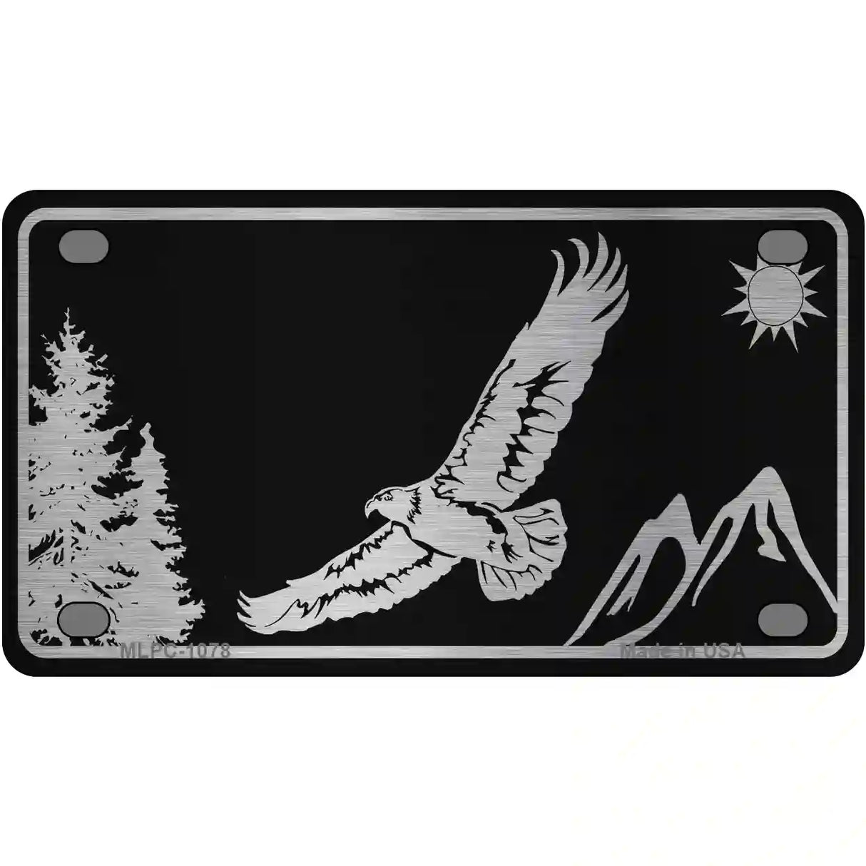 Eagle Black Brushed Chrome Novelty Metal License Plate 4" x 2.2" (MLPC)