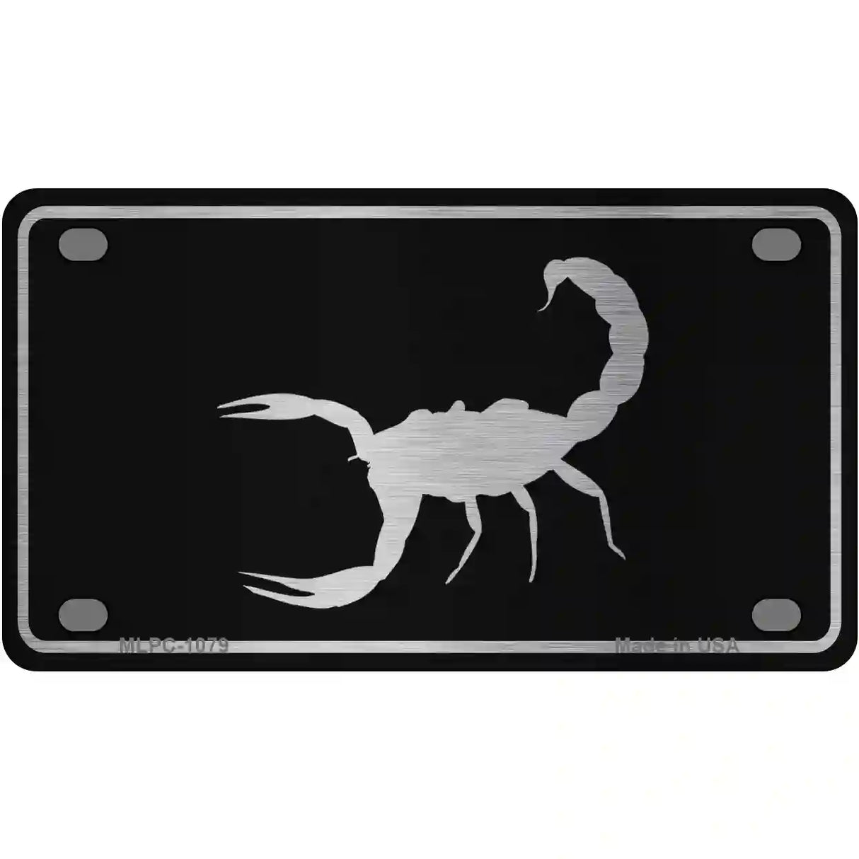 Scorpion Black Brushed Chrome Novelty Metal License Plate 4" x 2.2" (MLPC)