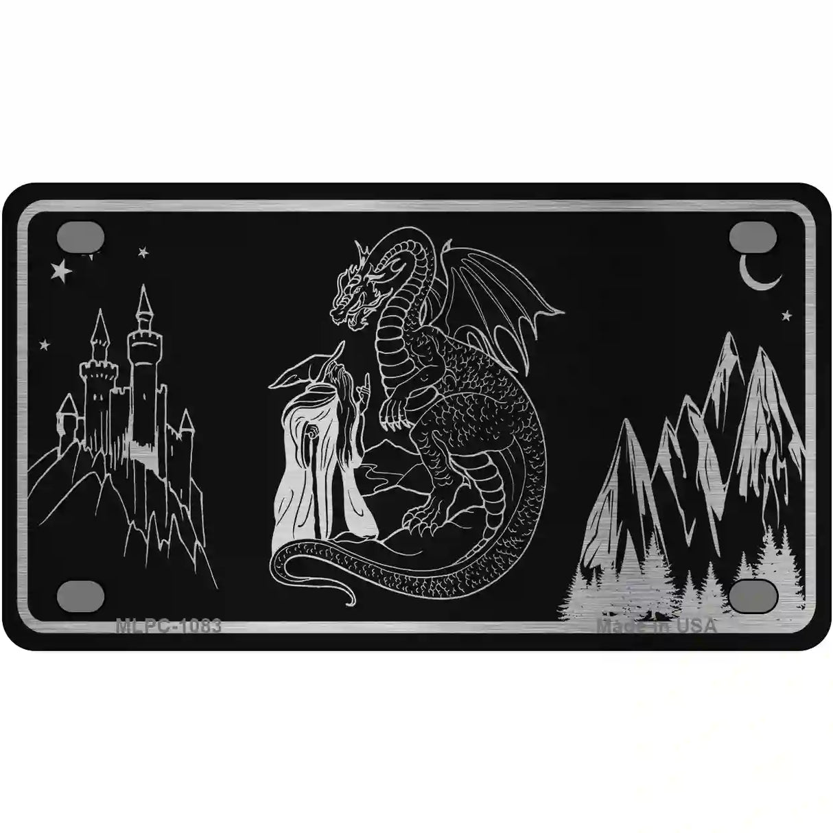 Wizards And Dragons Black Brushed Chrome Novelty Metal License Plate 4" x 2.2" (MLPC)