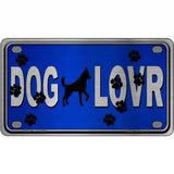 Dog Lover Blue Brushed Chrome Novelty Metal License Plate Tag 4" x 2.2" (MLPC)