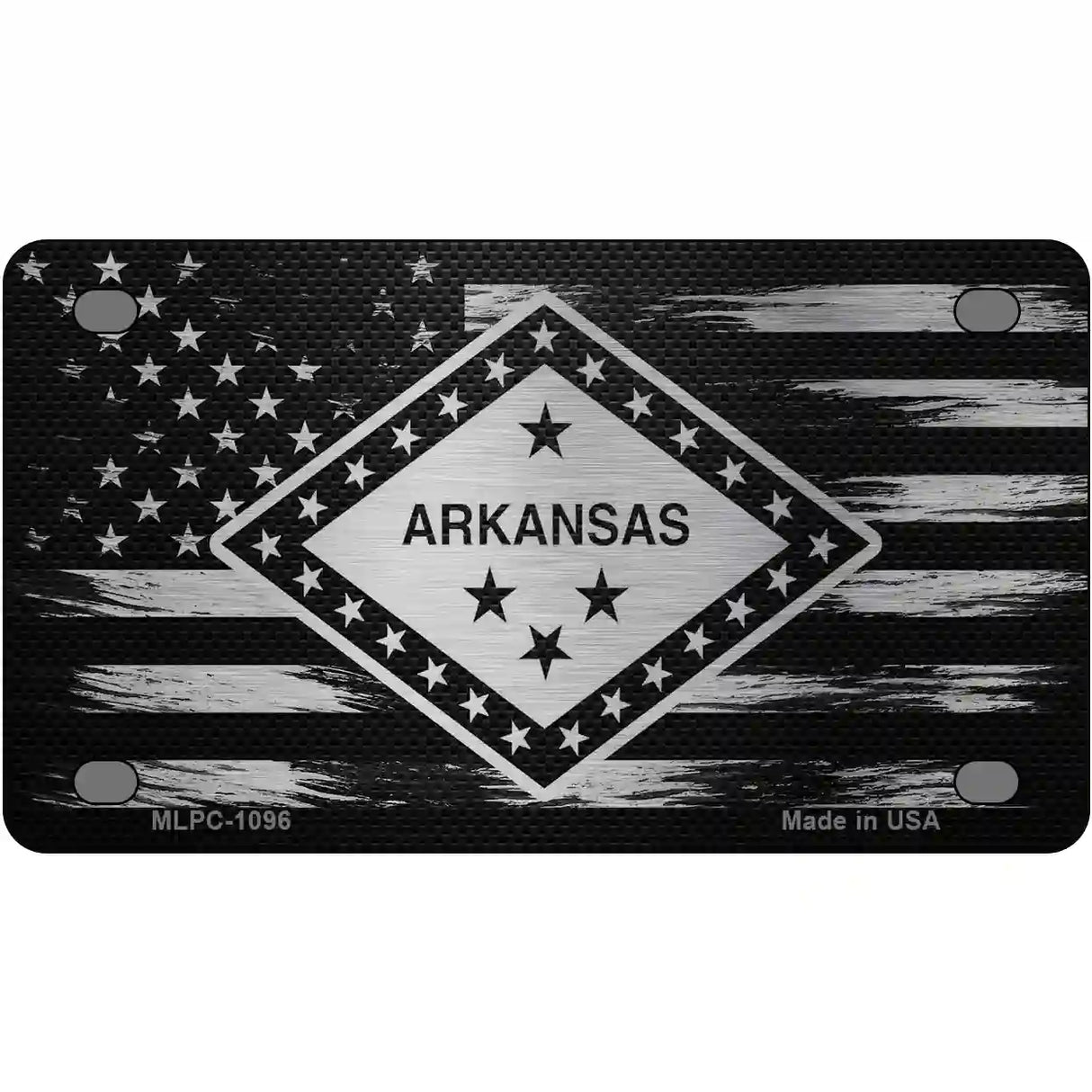 Arkansas Carbon Fiber Novelty Metal License Plate 4" x 2.2" (MLPC)