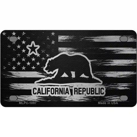 California Carbon Fiber Novelty Metal License Plate 4" x 2.2" (MLPC)