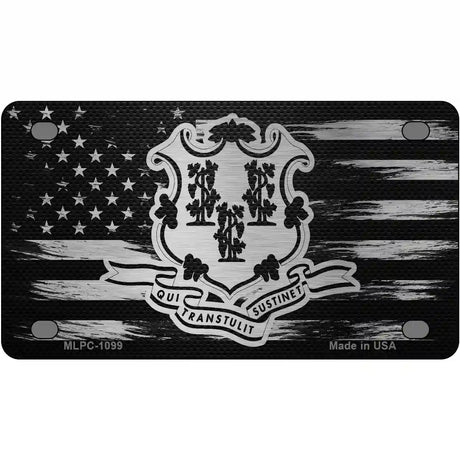 Connecticut Carbon Fiber Novelty Metal License Plate 4" x 2.2" (MLPC)