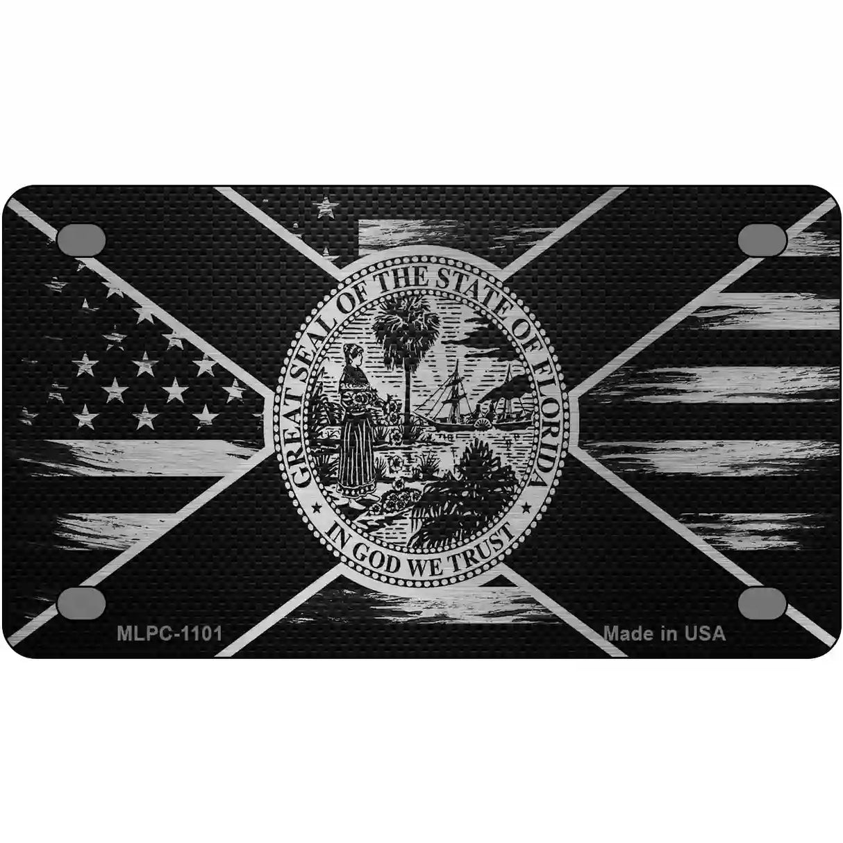 Florida Carbon Fiber Novelty Metal License Plate 4" x 2.2" (MLPC)