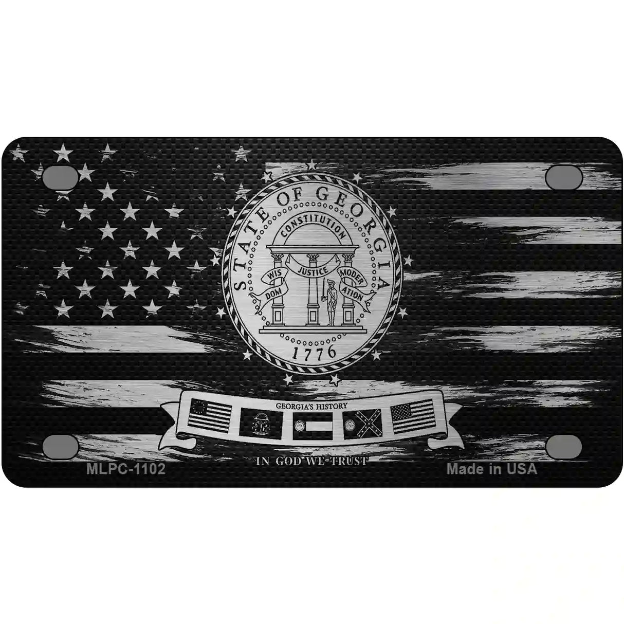 Georgia Carbon Fiber Novelty Metal License Plate 4" x 2.2" (MLPC)