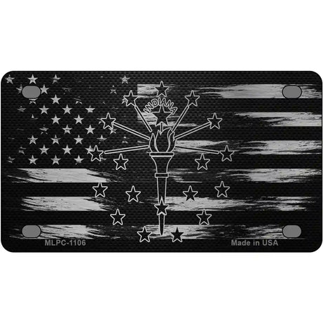 Indiana Carbon Fiber Novelty Metal License Plate 4" x 2.2" (MLPC)