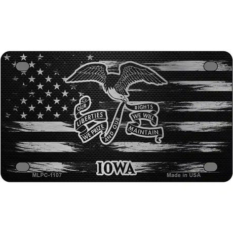 Iowa Carbon Fiber Novelty Metal License Plate 4" x 2.2" (MLPC)